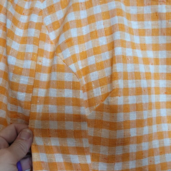 Vintage Dress Handmade Orange White Check Zip Back 3/4 Sleeve Size 10/12 - Picture 4 of 8